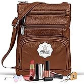 Krediz leather Crossbody Purses for Women, Multi Pocket Crossbody Purse with Adjustable Strap, Soft & Durable Leather Purse