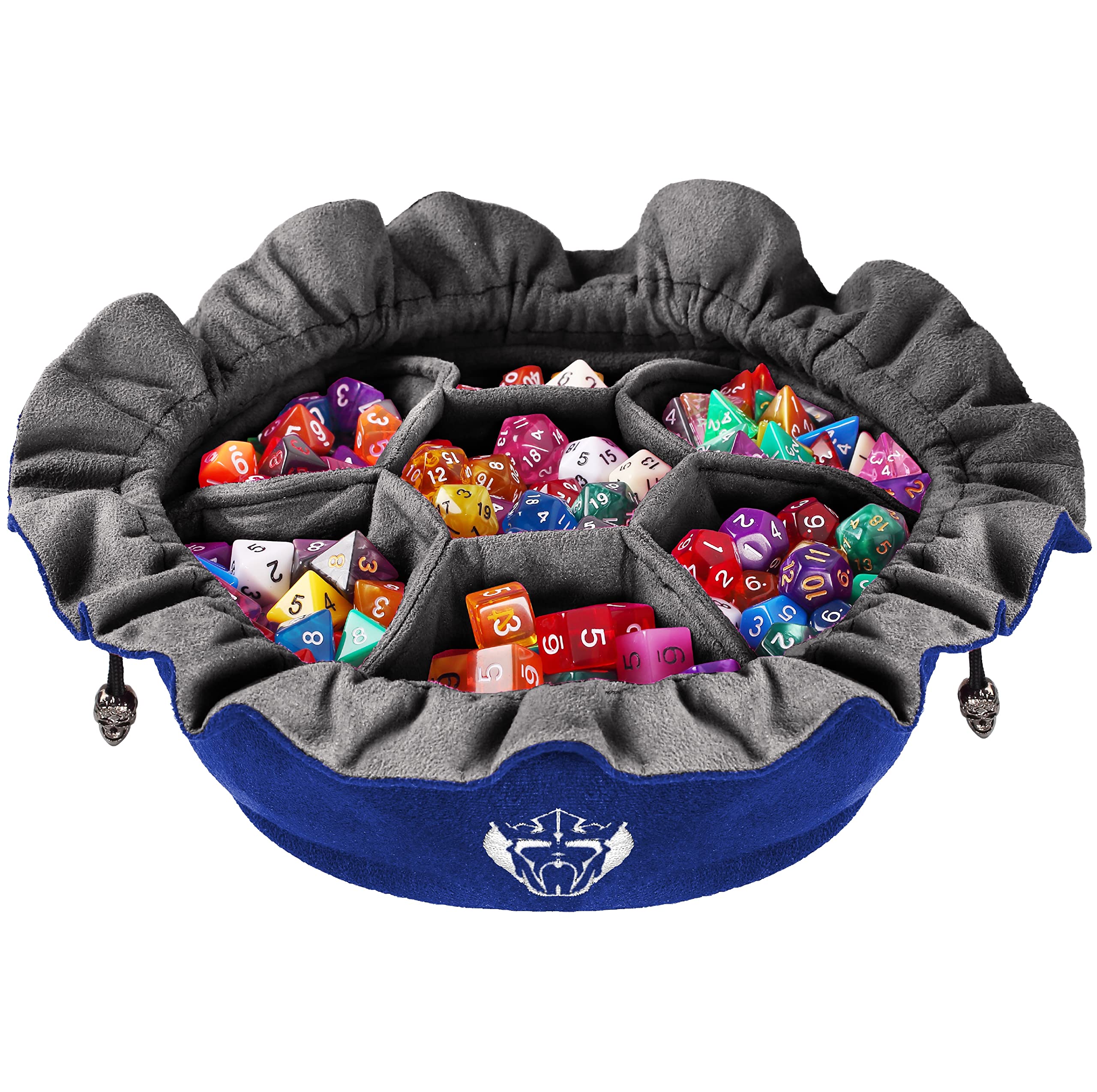 CardKingPro Immense Dice Bags with Pockets - Blue - Capacity 150+ Dice - Great Organizer for Dice Hoarders, Perfect for Dungeons and Dragons [Patented Design]