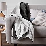 Amazon Basics Ultra-Soft Micromink Sherpa Blanket, King, Charcoal