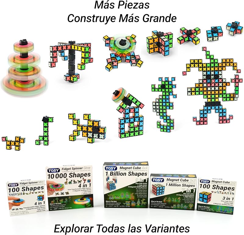 Magnet Fidget Spinner Mini - 8 Bloques: Spinner transformable, Cubo Infinito, Rompecabezas magnético, Regalo de cumpleaños para niños y Adultos, Juguete sensorial antiestrés Stem