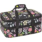 VP Home Insulated Casserole Carrier - 16"x11"x8" Food Carrier with Expandable Compartments, 2-Tier Travel Insulated Bag for Hot or Cold Dishes - Lunch Holder for Picnics, Potluck - Garden Party Design