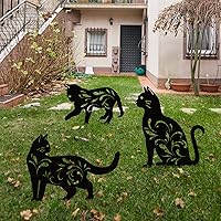 URATOT 3 Pack Metal Cat Garden Statues Black Cat Silhouette Cat Decorative Garden Stakes Garden Outdoor Statues Animal Stakes