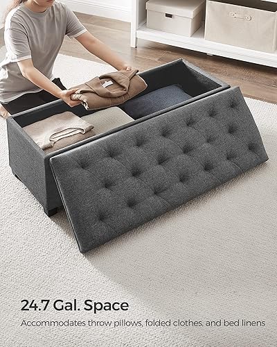 SONGMICS Storage Ottoman Bench, Foot Rest with Legs, x x