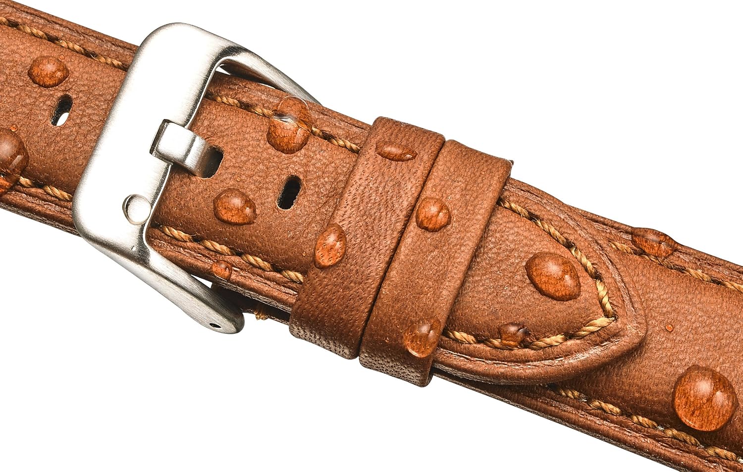 ALPINE Padded soft genuine waterproof leather watch strap - black, brown, tan - 18mm - 24 mm - TAN 20 MM, 20MM - Image 3