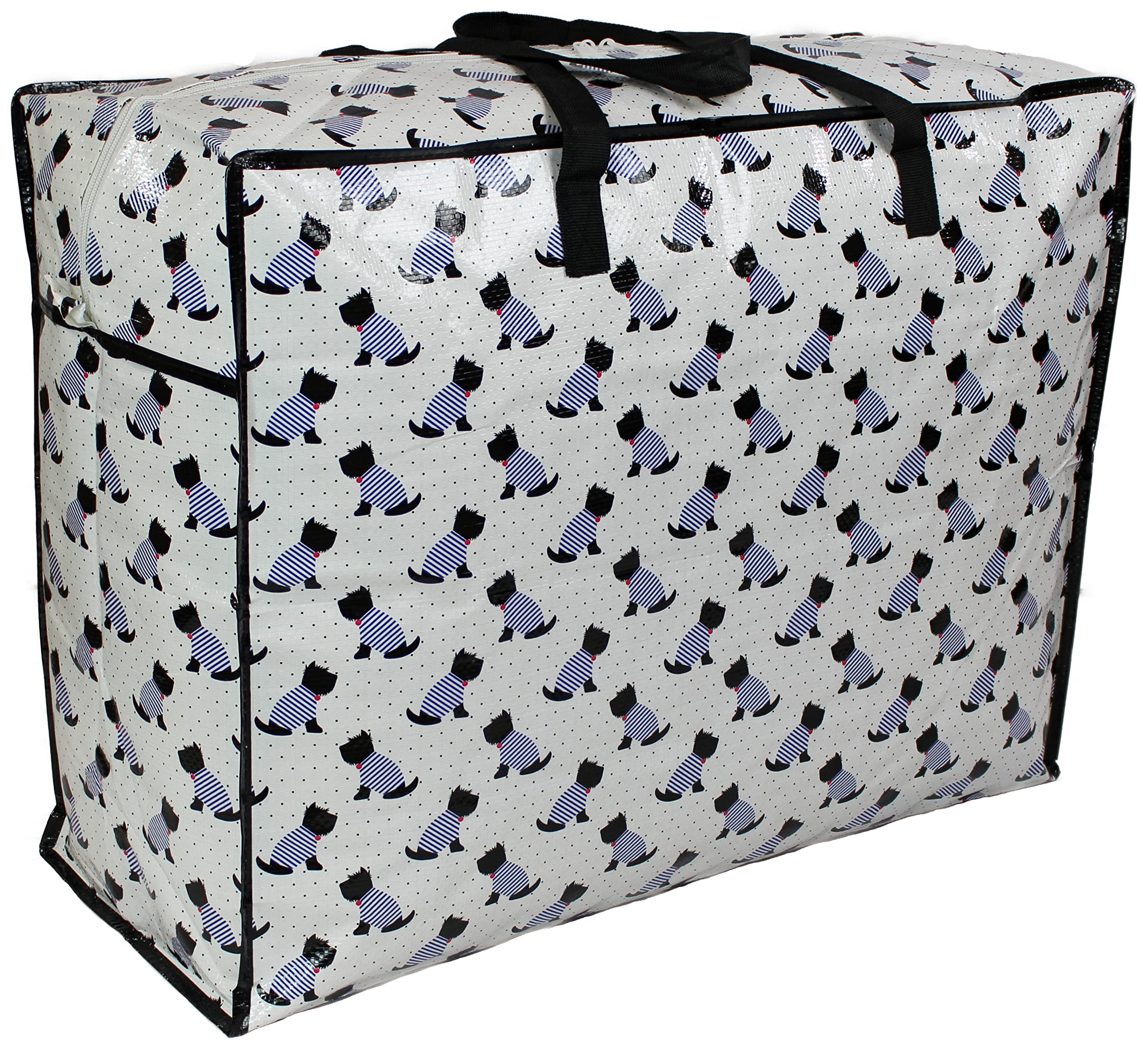 Storage Bags Water & Dust Resistant. Double zipped storage bags for toys, laundry, bedding. Underbed Wardrobe Space Saver Scotty Scottie dogs print (65 ltr)