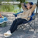 EVER ADVANCED Folding Camping Chair 160kg High Back Cup Holder Side Pockets view 5