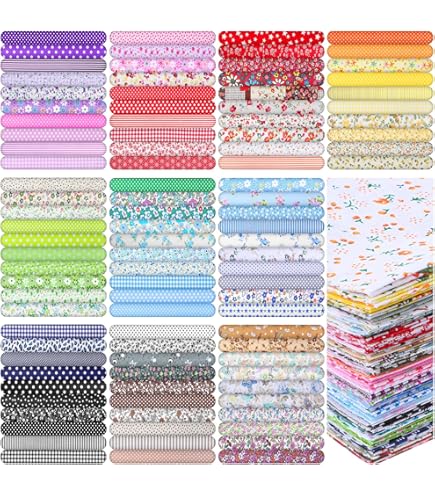 50 Quadrati Di Tessuto In Cotone 25,4x25,4 Cm - Bundle Variopinto Per Patchwork, Quilt E Fai Da Te - 3