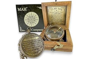 Brass Compass Gift – to My Son Never Forget That I Love You, Sentimental Keepsake Gift from Mom Dad & Grandparents for Gradua