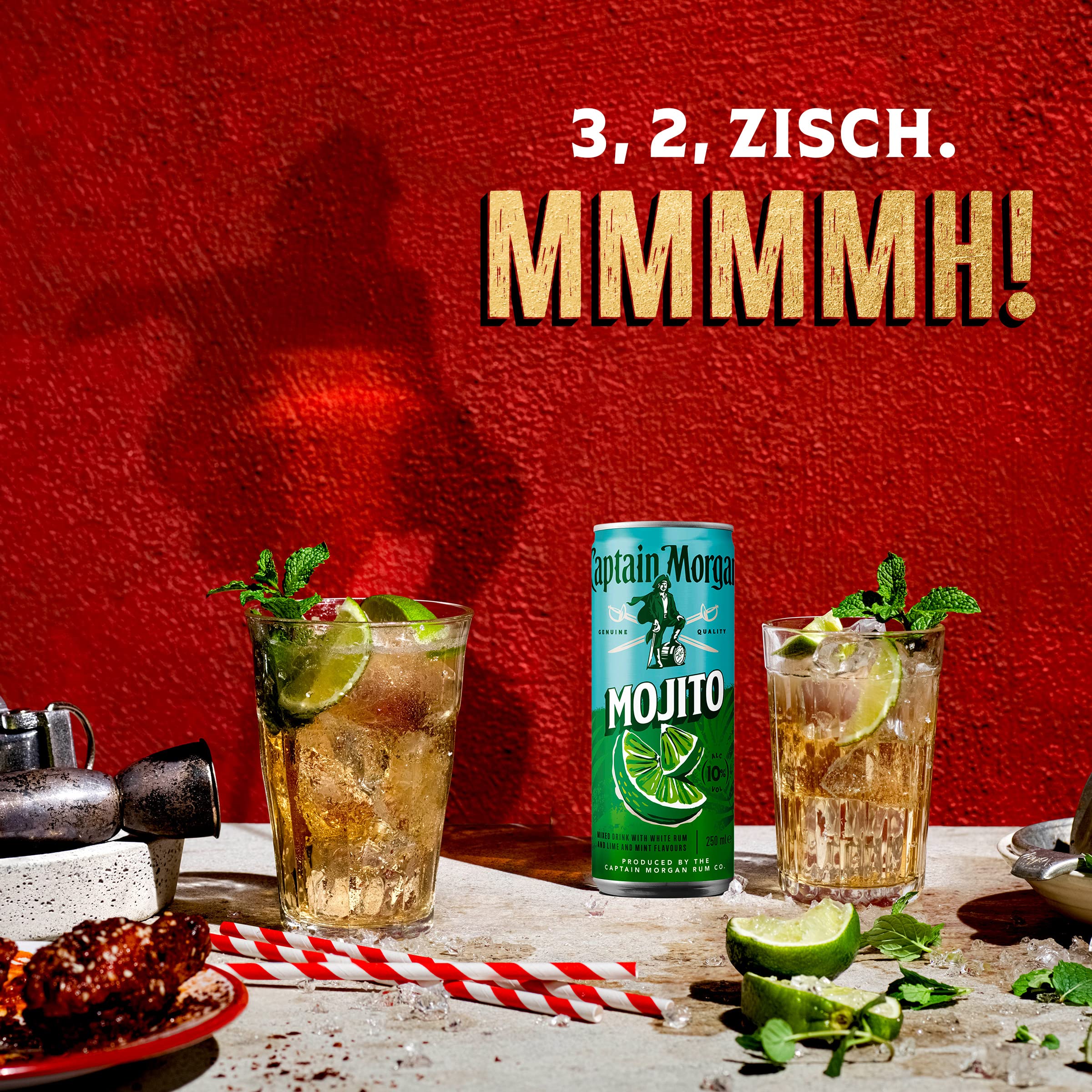 Captain Morgan White Rum Mojito, Erfrischendes Mixgetränk mit 10 Prozent Alkohol, 12 Dosen x 250 ml (EINWEG Verpackung), Weißer Rum mit Limetten- und Minzgeschmack für unterwegs 5