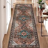 Ciicool Washable Runners Area Rug for Hallways, Ultra Soft 2'6 "x8' ft Boho Print Non-Slip Vintage Oriental Medallion Long Carpet for Kitchen Bedroom Laundry Bathroom
