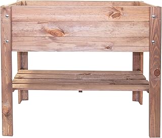 mgc24® Hochbeet - Kiefernholz Dunkelbraun rechteckig, für Garten/Terrasse/Balkon - 80,5 x 40 x 78,5 cm mit Ablage