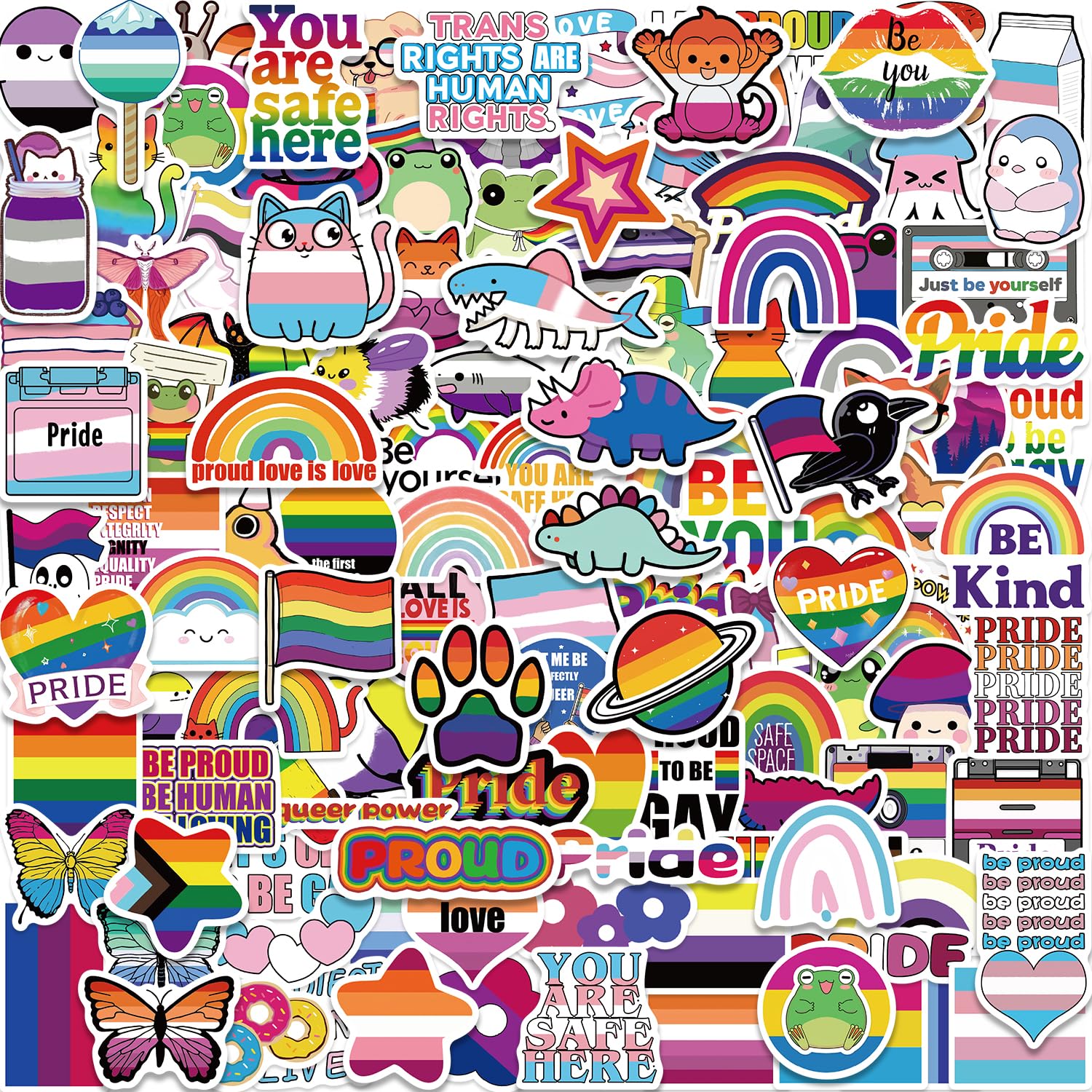 Photo 1 of 200pcs Pride Stickers Mixed LGBTQ Sticker Gay Rainbow LGBTQ Party Favors Lesbian Bisexual Pansexual Transgender Stickers for Laptop Graffiti Vinyl Decals Sticker Toys