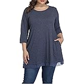 Shiaili Heather Plus Size Tunic Tops for Women Long Flowy Shirts for Leggings