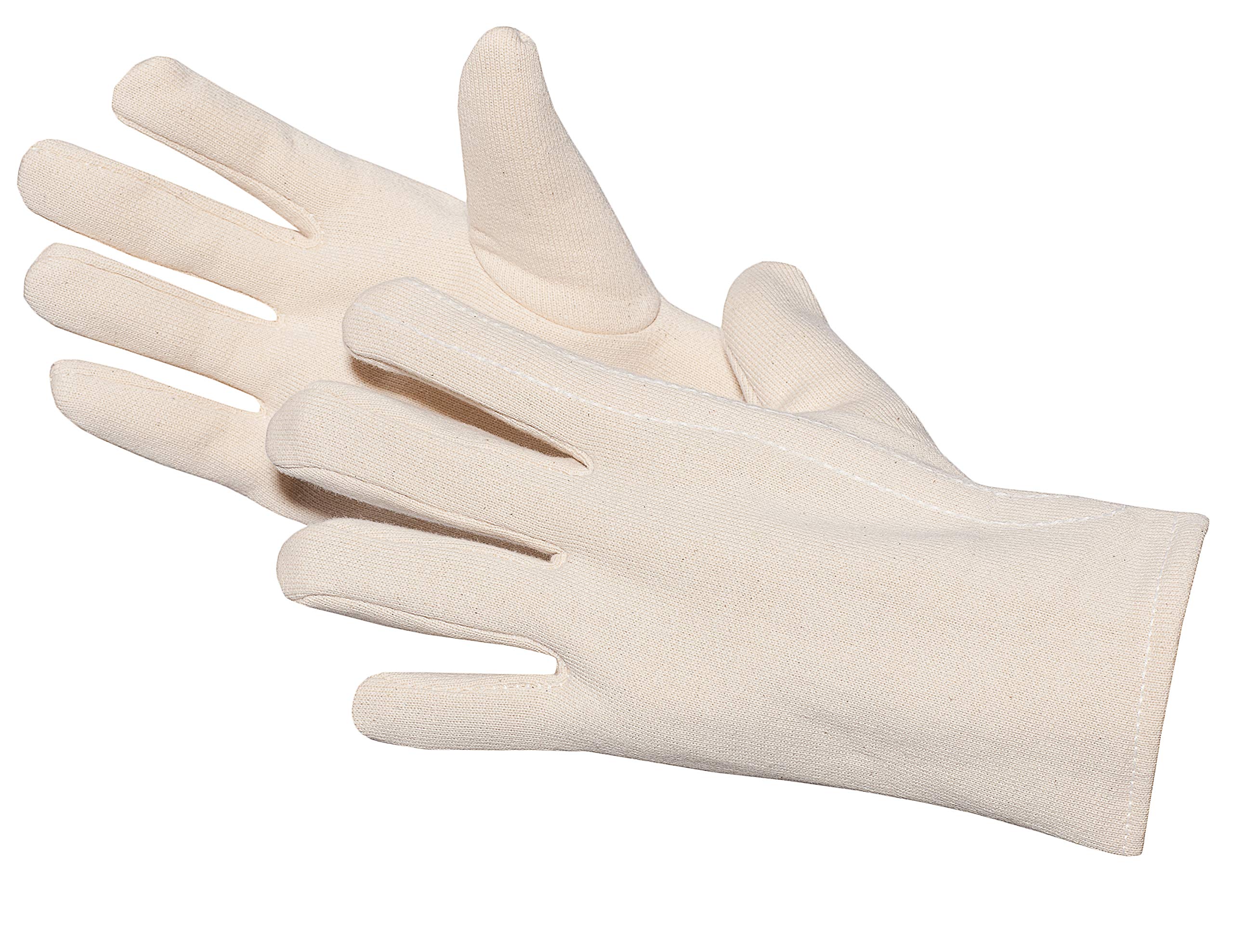 Jah 760-MHB Cotton Protective Gloves 6 Pairs Oekotex Reinforced Jersey Heavy White Size 8