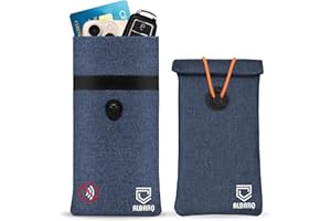 ALBARQ Premium Faraday Bags For Phones Blocker Case For Cell Phone Size 8in x 4in Fits All Smartphones Anti Shield Sleeve Pouch Cover Faraday Fabric SmartDot 5G RF Car Key Signal Fob Protector Blocking Blue