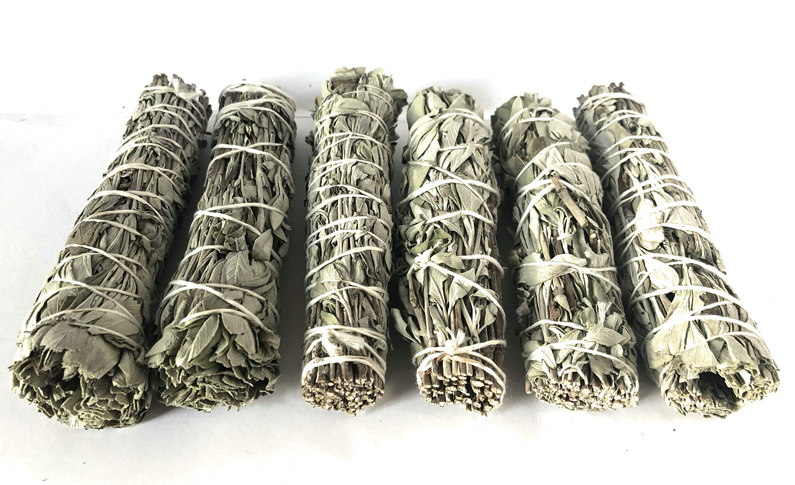 Nature's Spirit White Sage Sticks for Smudging (approx 4.5-5") x 6 -SIX Pieces California White Sage