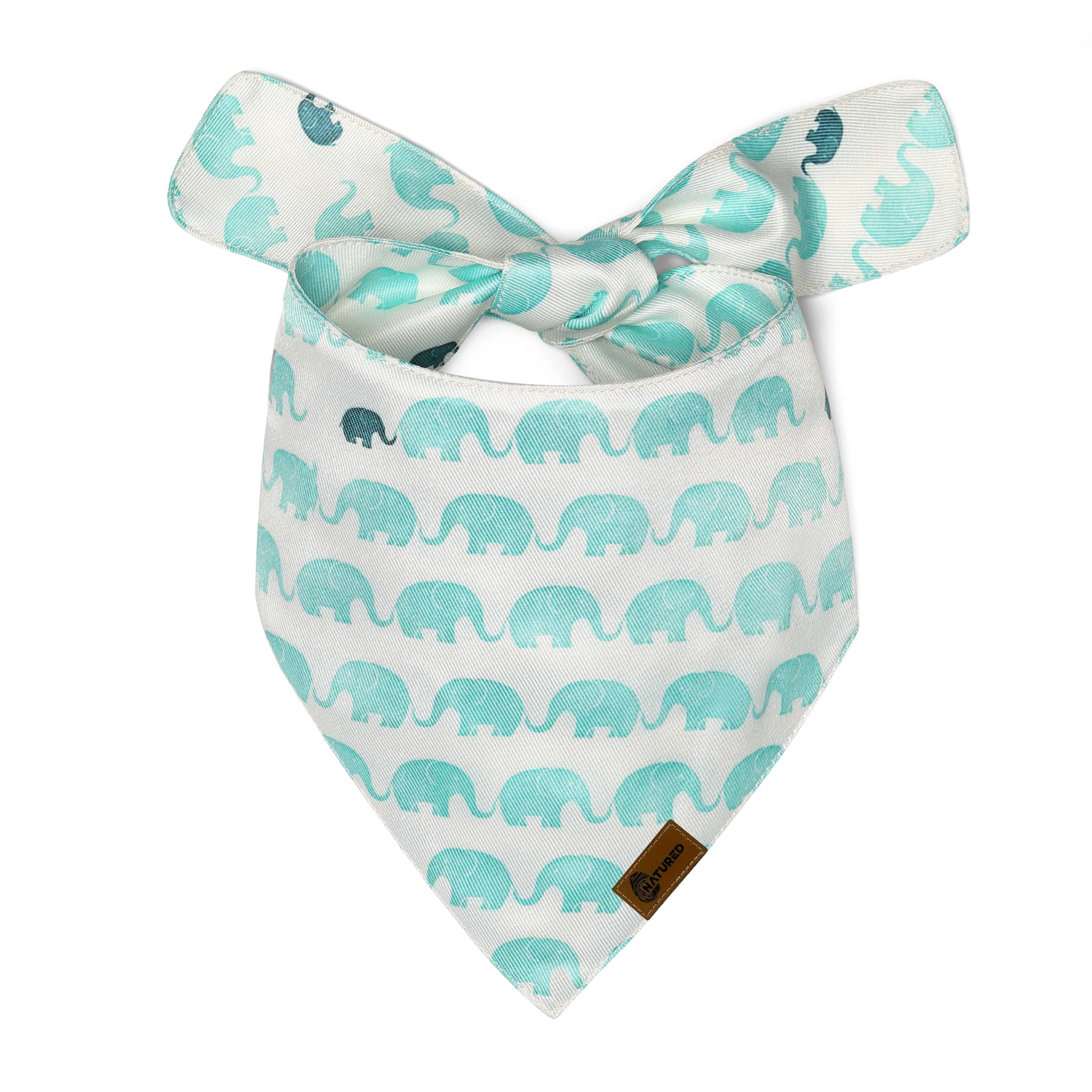NATURED branded Unique style Dog Bandanas Washable Bibs Scarf, double side perfect print, Pet Dog Kerchief, paws polyester and cotton Triangle Dog Scarfs (Medium, Elephant Elegance)
