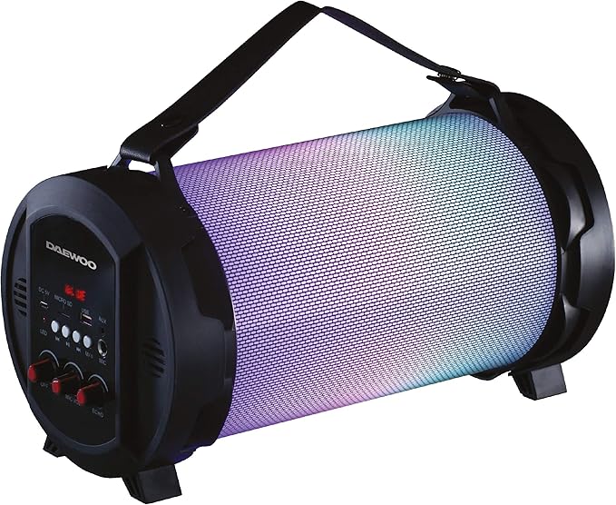 Daewoo Rechargeable LED Light Up Bluetooth Tube Speaker with 10W Power