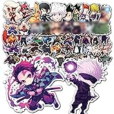 Evercio 50 Pcs Anime Stickers Mixed Pack Trendy Various Manga Stickers Vinyl Decals for Water Bottle Kindle EBook Laptop Phone Notebook Gift for Anime Lover Kids Teens Adults Unique Designs