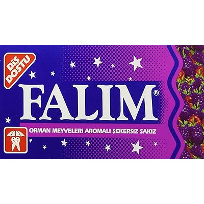 Falim Sugarless Plain Gum Individually Wrapped, Forrest Fruits Flavored, 100 Piece