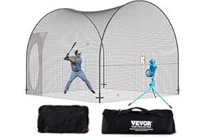 VEVOR Baseball Batting Cage, Softball and Baseball Batting Cage Net and Frame, Practice Portable Cage Net with Carry Bag, Hea