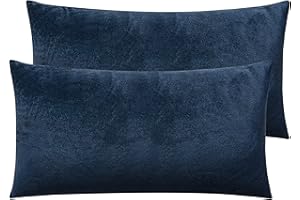 NTBAY 2 Pack Zippered Velvet King Pillowcases, Super Soft and Cozy Luxury Fuzzy Flannel Pillow Cases with Zipper, 20x36 Inches, Navy Blue