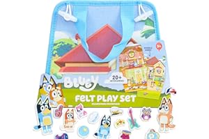 HORIZON GROUP USA Bluey Felt Playhouse, Double-Sided Play Scene with Built-in Storage, 20 Felt Characters & Accessories, Travel-Friendly Bluey Toys, Road Trip Essentials, Toddler Activities, Fun Toys & Games