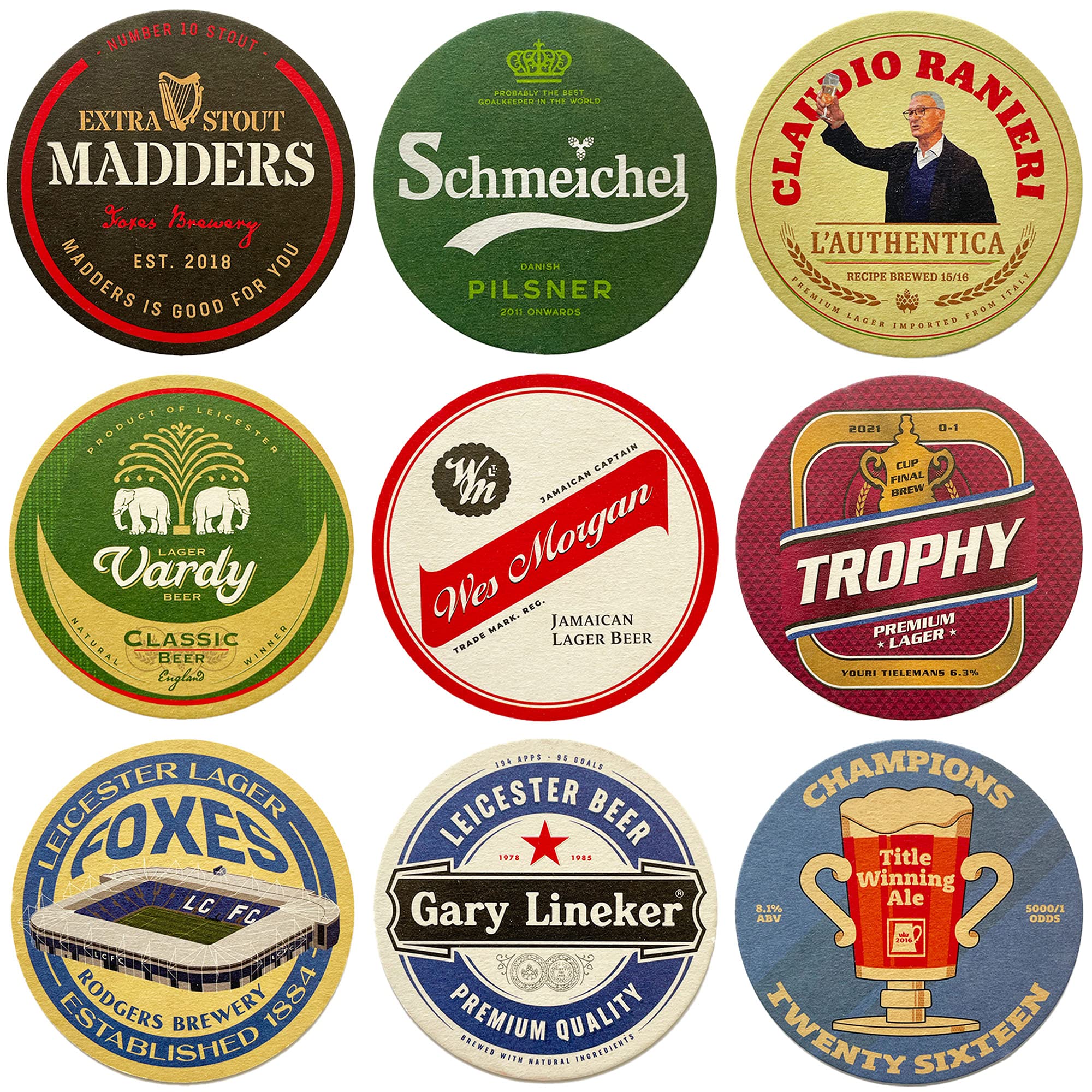 Boot & Ball Leicester Beer Mats x9