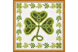 POVITRULYA Irish Cross Stitch Kit 'Shamrock' - Symbol of Ireland Clover Embroidery - DIY Handmade Gift