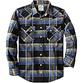 Dubinik® 6.3 oz Flannel Shirt for Men Long Sleeve Casual Cozy Snap Button Western Plaid Shirts Soft Pure Cotton