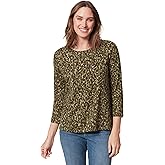 Gloria Vanderbilt Womens Amanda 3/4 Sleeve Soft Knit Top