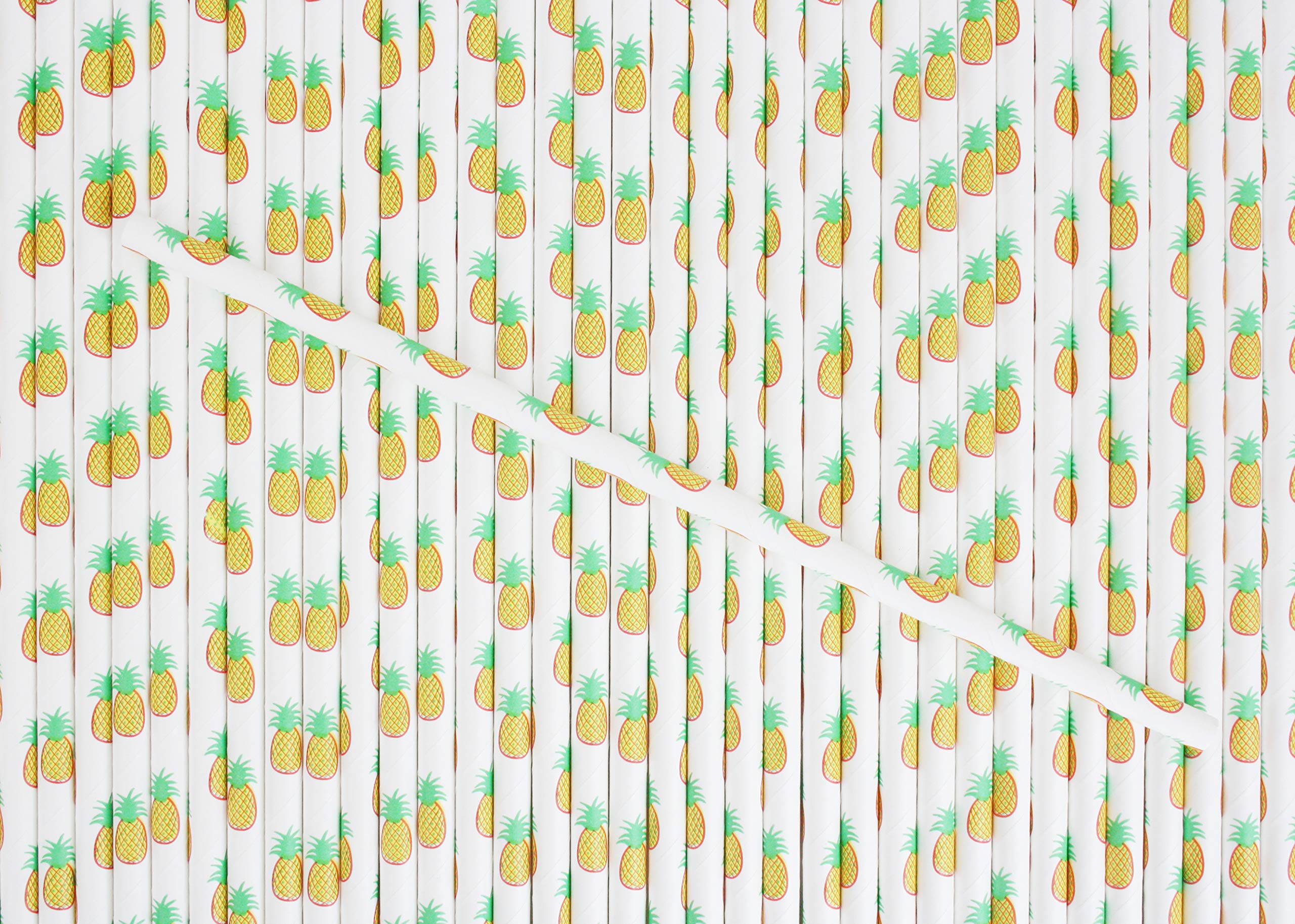 Emartbuy Pack of 200 pcs Paper Straws Disposable Paper Drinking Straws - Pineapples