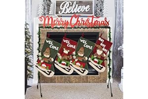 FORUP Metal Merry Christmas Stocking Holder Stand Hangers