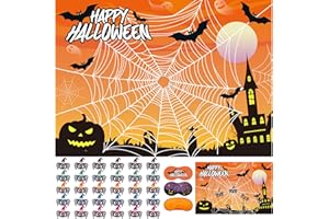WNSIRVY Halloween Party Games for Kids, Pin The Spider on The Web Game with 30 Pcs Spider Stickers for Boys Girls Halloween Classroom Party Favors Activities Party Decorations