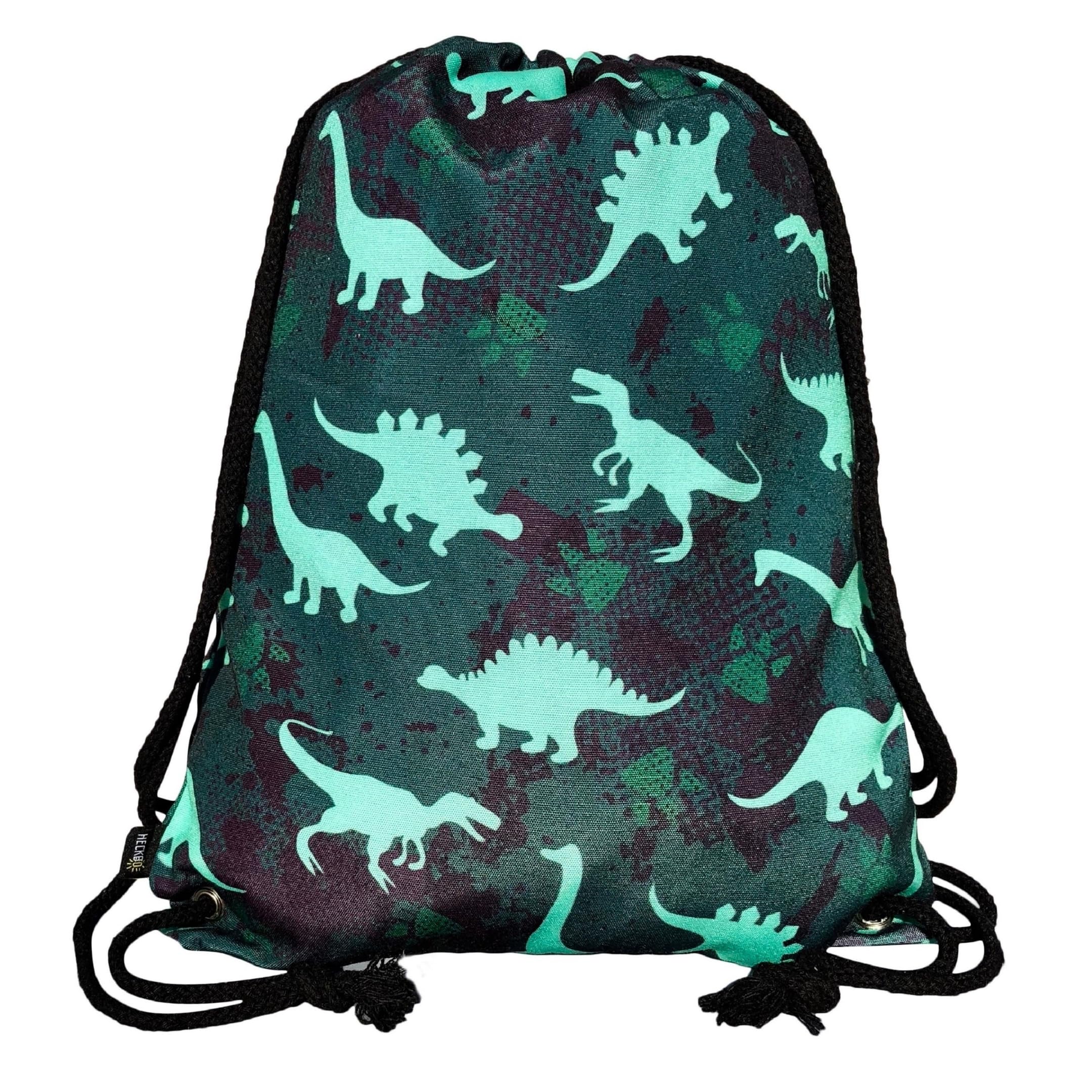HECKBO kids dinosaur dino gym drawstring bag - 40x32cm - 12.6" x 15.8" - Lightweight string bag - kindergarten daycare crèche school football - children kids girl boy backpack, sports bag fabric bag