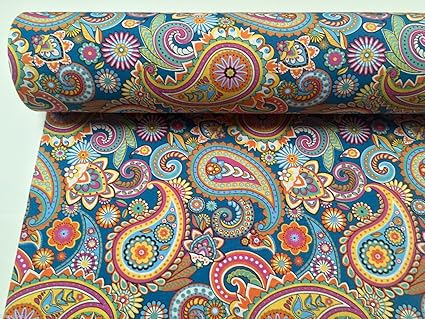Homebuy Blue Paisley Upholstery Curtain Cotton Fabric Material