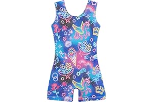 uideazone Gymnastics Leotard for Girls Biketards Sparkly Unitard with Shorts Quick Dry One-Piece Bodysuits Outfits 3-9 Years