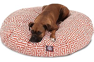 Orange Towers Large Round Indoor Outdoor Pet Dog Bed With Removable Washable Cover By Majestic Pet Products