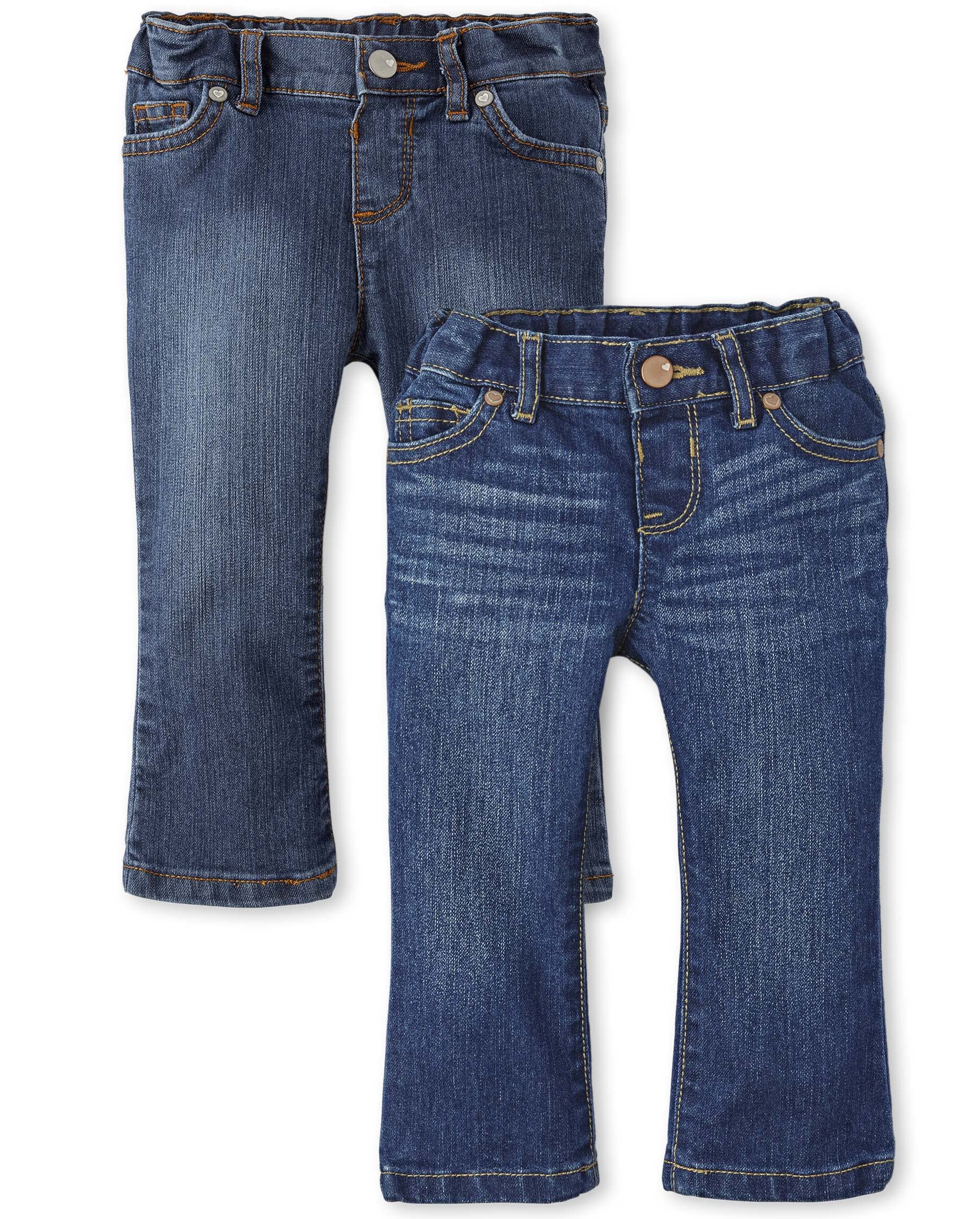 Photo 1 of The Children's Place,baby-girls,And Toddler Girls Basic Bootcut Jeans,Indigo Stone/Victory Blue Wash 2 Pack,9-12 Months