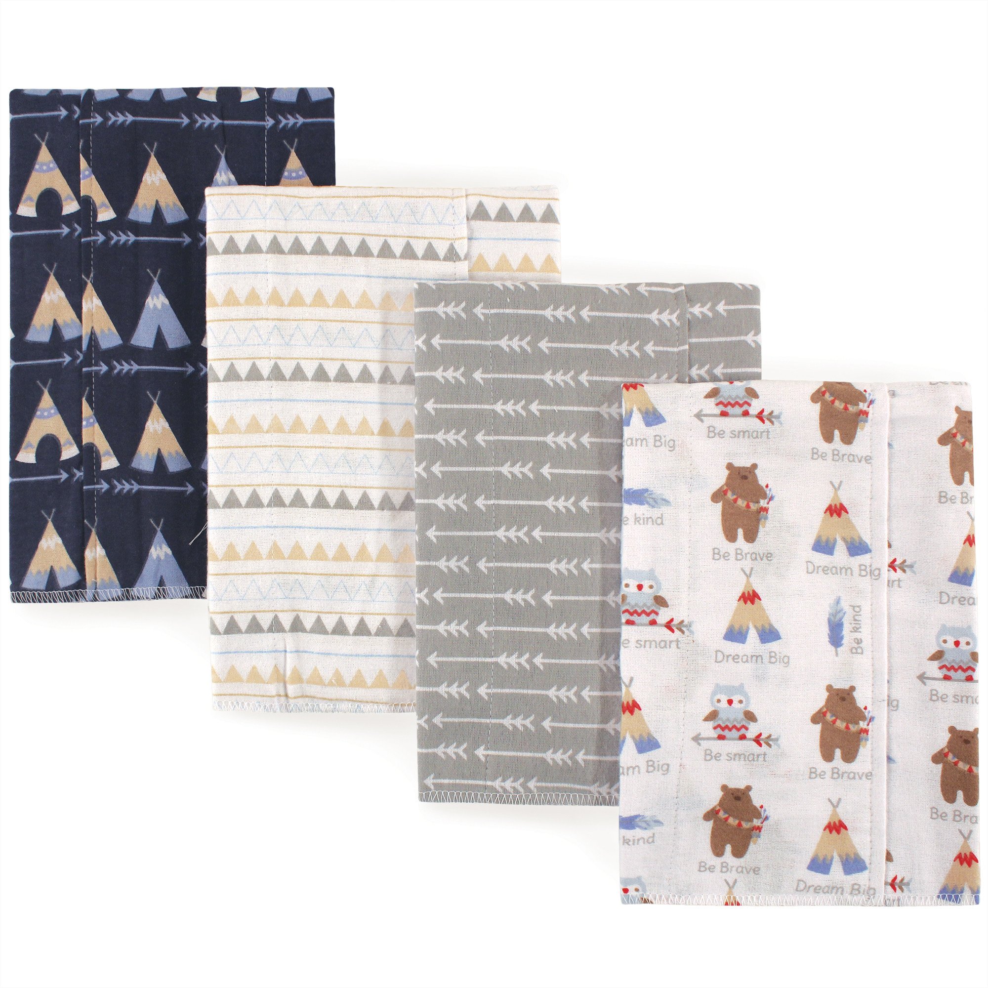 Luvable Friends Unisex Baby Flannel Burp Cloths - green - One size