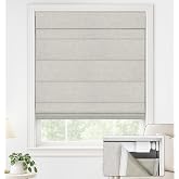 LazBlinds No Drill Roman Shades, Blackout, 20" W x 48" H, Beige | Cordless Blackout Window Shades with UV Protection, Polyester Fabric for Bedroom &amp; Living Room
