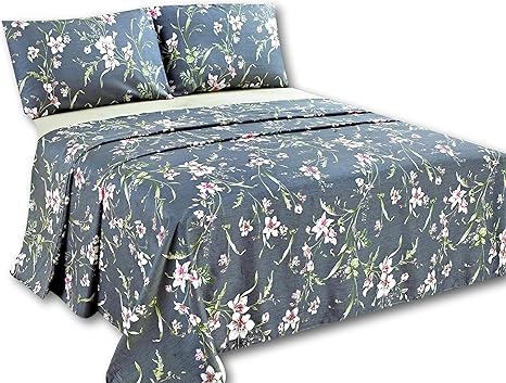 Amazon Com Tache Neutral Pink Grey Floral Flat Sheet Only Cherry Blossom Dusk Luxurious Cotton Top Bed Sheet With Pillowcase 2 Piece Set Twin Home Kitchen