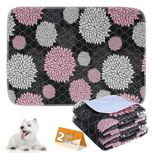 KOOLTAIL Washable Pee Pads for Dogs, 2 Pack Super Absorbent Reusable Puppy Training Pads Waterproof, Nonslip and Leak-Proof Dog Pee Pads, Large Pet Mats Whelping Pads for Floor, Crate, Couch, 24"x36"