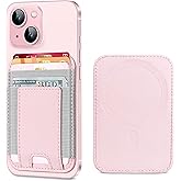 Upgraded for Magsafe Wallet, Strongest Magnetic Wallet for iPhone 17/16/15/14/13/12 Series, for iPhone Magsafe Walletwith 2 Card Slots, RFID Blocking, Slim, Vegan Leather, Fit 7 Cards, Baby Pink