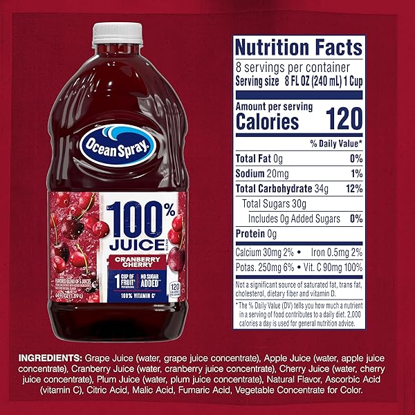 OCEAN SPRAY® 100% JUICE CRANBERRY CHERRY JUICE BLEND, 64 FL OZ BOTTLE