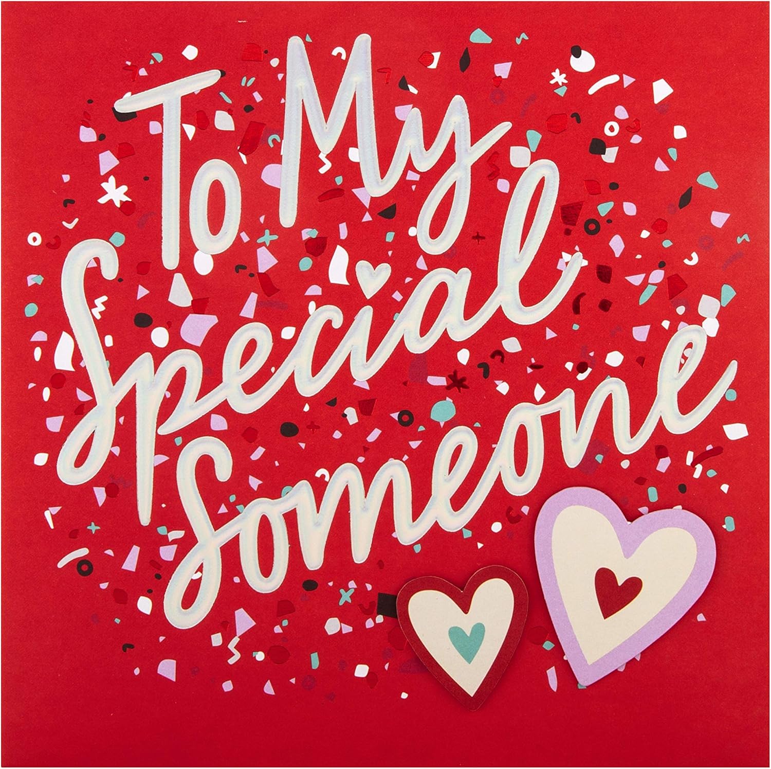 Hallmark Valentines Day Card for Someone Special Embossed Illustrated Design with Positive Quote, Red, Red & White, 16 cm by 16 cm - Image 3