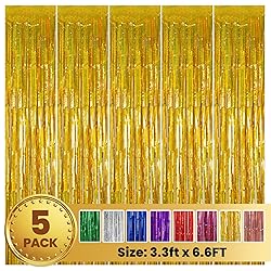 pabues 5 Pack 3.3ft x 6.6ft Laser Gold Tinsel