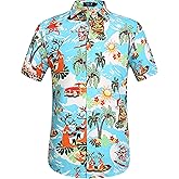 SSLR Men's Santa Claus Party Tropical Ugly Hawaiian Christmas Shirts