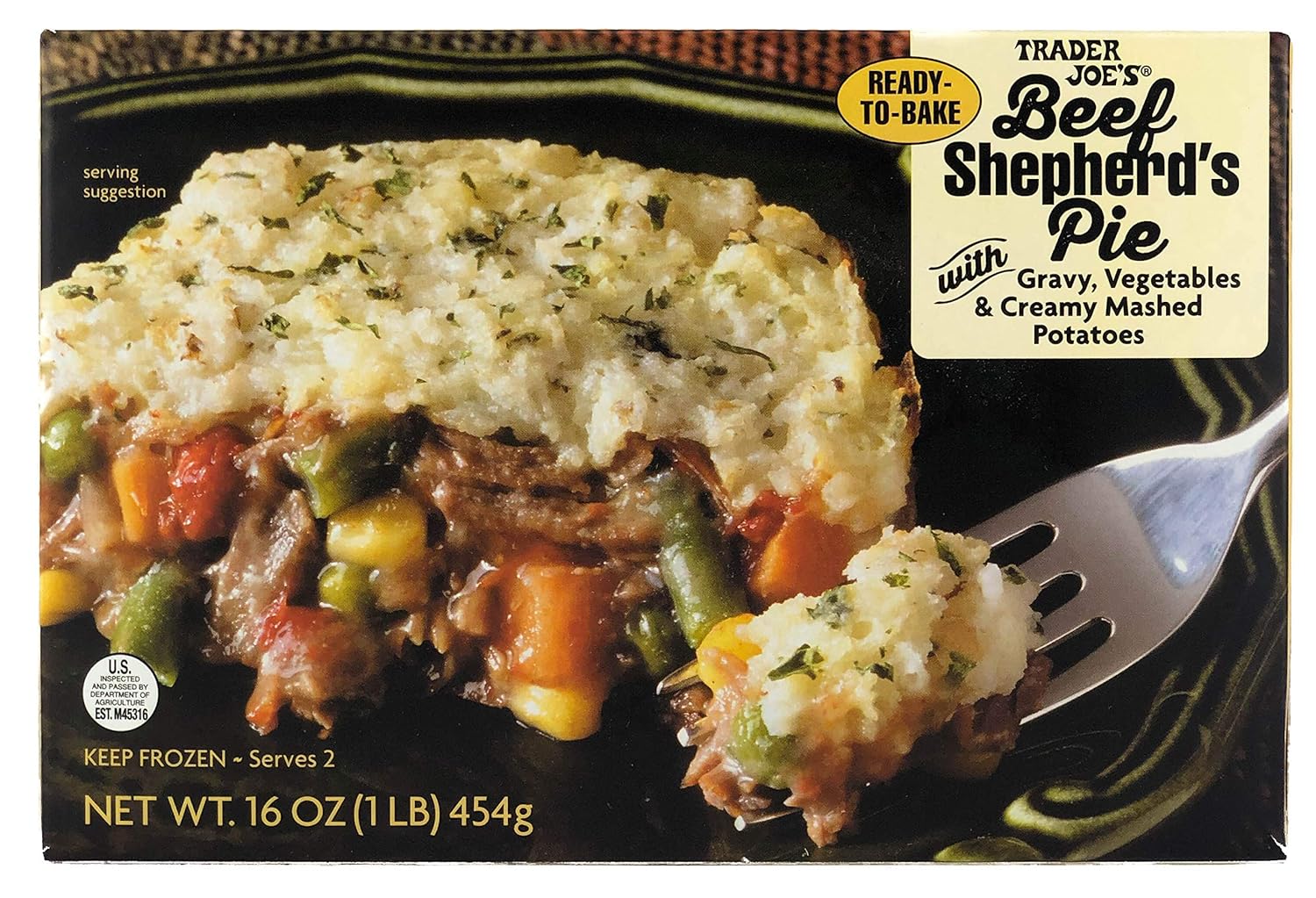 Trader Joe's Beef Shepherd's Pie with Gravy, Vegetables, Creamy Mashed Potatoes (4 Pack) Amazon
