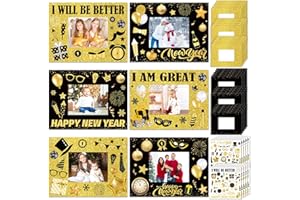 QOUBAI 30 Packs New Year DIY Craft Kit for Kids Happy New Year Paper Picture Frames with Stickers and Rope for 2026 Winter Year’s Eve Party Gifts Craft School Home Classroom Game Activity Supply